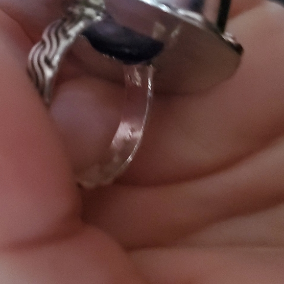 New Unique Heart Shaped Chevron Amethyst 925 Silver Statement Ring. - Picture 14 of 16